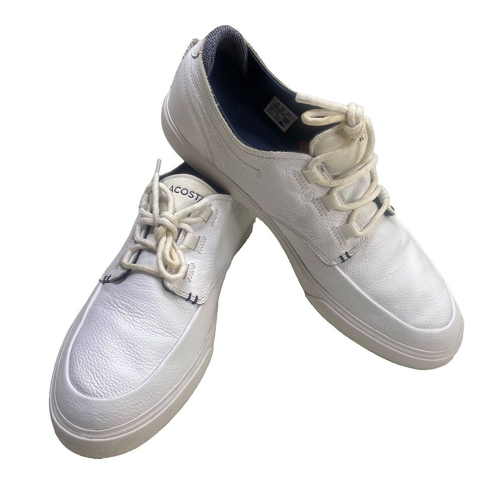 Lacoste Esparre Deck 318 1 Men’s White Leather Boat Shoes Sneakers Size 10.5